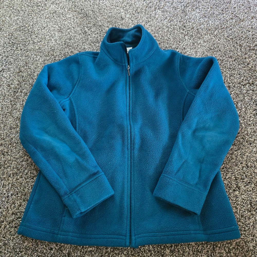 LL Bean Polartec Fleece Jacket Gorpcore Womens XS Petite Teal Blue Full Zip